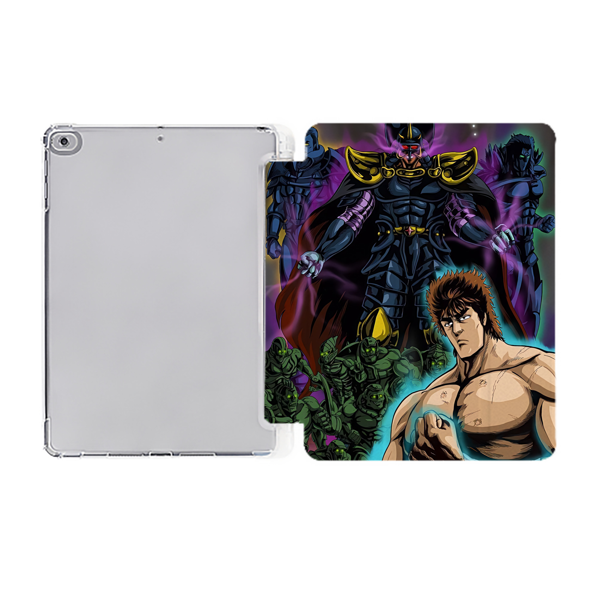 （画像用） 北斗の拳 Fist of the North Star IPad ケース ペン収納付き 三つ折りスタンド PUレザー×シリコン 対応機種9.5/10.5/10.9インチ